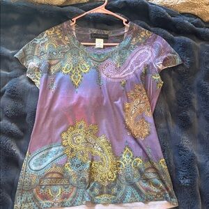 Paisley Print Short Sleeve Top